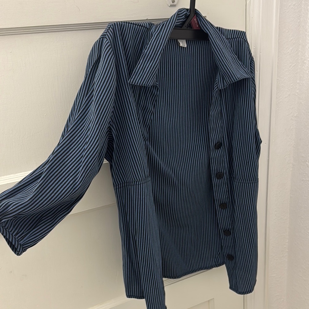 dressbarn Blue Striped Blouse
